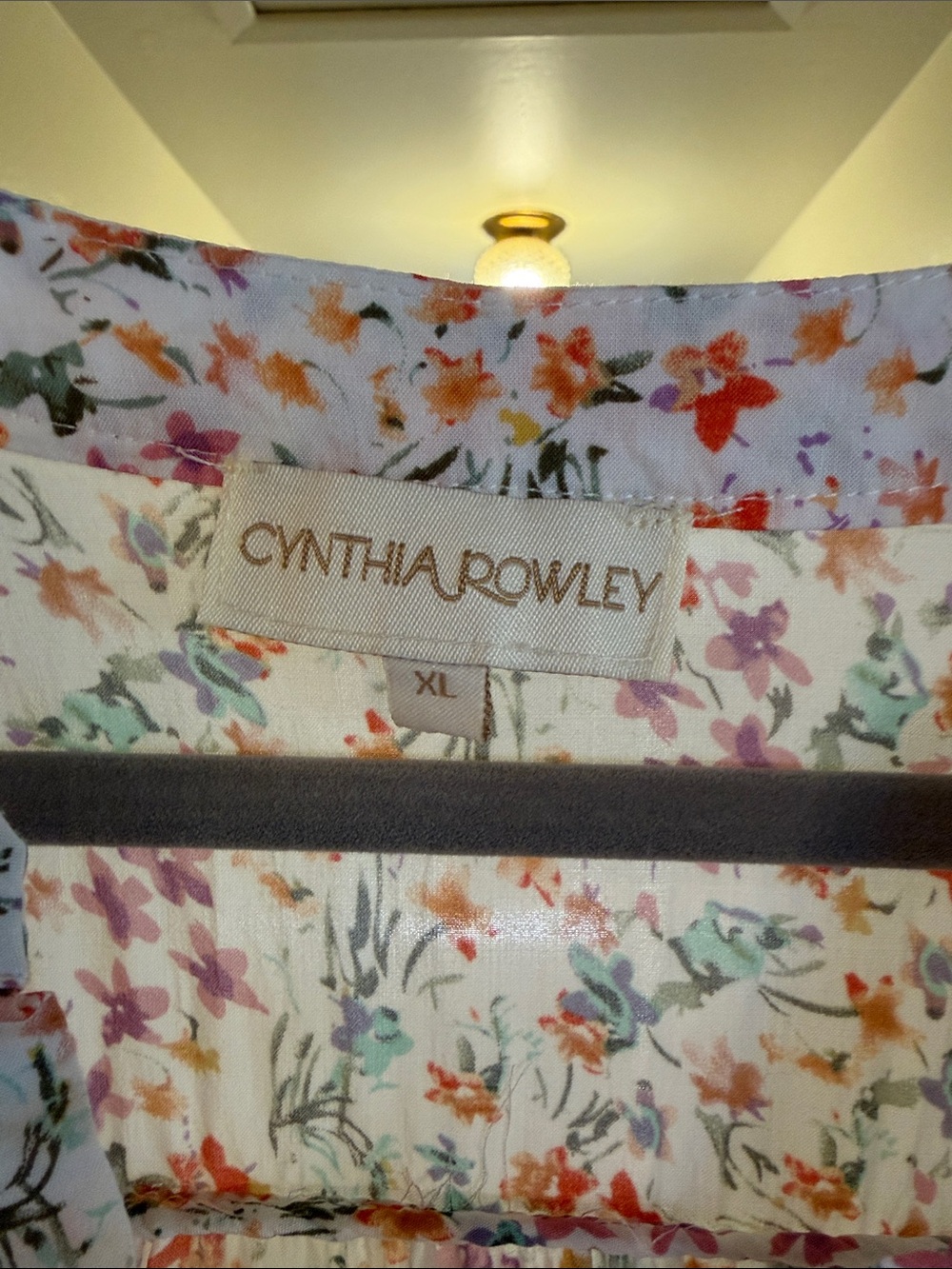 Cynthia Rowley White Multicolor Floral V-Neck Tie-Sleeve Top - Picture 3 of 5